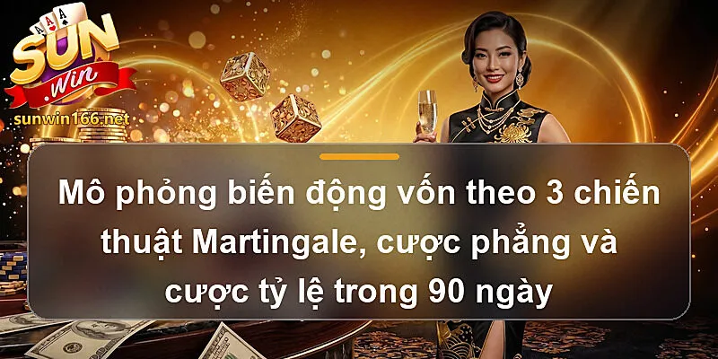 Mô phỏng biến động vốn theo 3 chiến thuật Martingale, cược phẳng và cược tỷ lệ trong 90 ngày