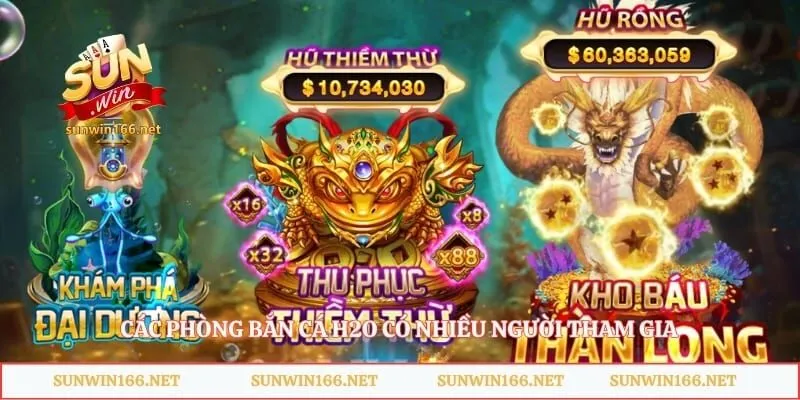 Bắn Cá H2O Sunwin – Khám Phá Thế Giới Đại Dương Huyền Bí 2 Các phòng bắn cá H2O có nhiều người tham gia