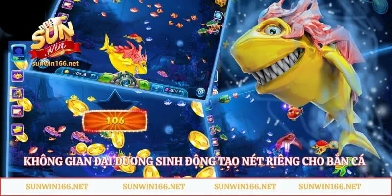 Bắn Cá H2O Sunwin – Khám Phá Thế Giới Đại Dương Huyền Bí 1 Không gian đại dương sinh động tạo nét riêng cho bắn cá H2O Sunwin