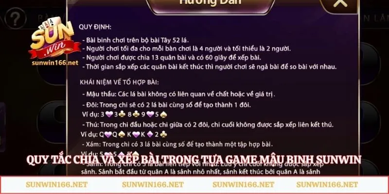 Mậu Binh Sunwin - Bí Thuật Xếp Bài Đỉnh Cao Thắng Lớn 2 Quy tắc chia và xếp bài trong tựa game mậu binh Sunwin